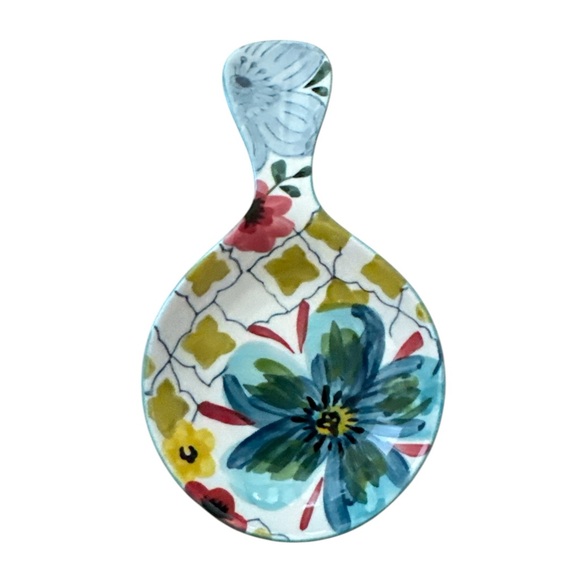 Anthropologie Sissinghurst Castle Spoon Rest Multi Color Floral Stoneware - Picture 2 of 6